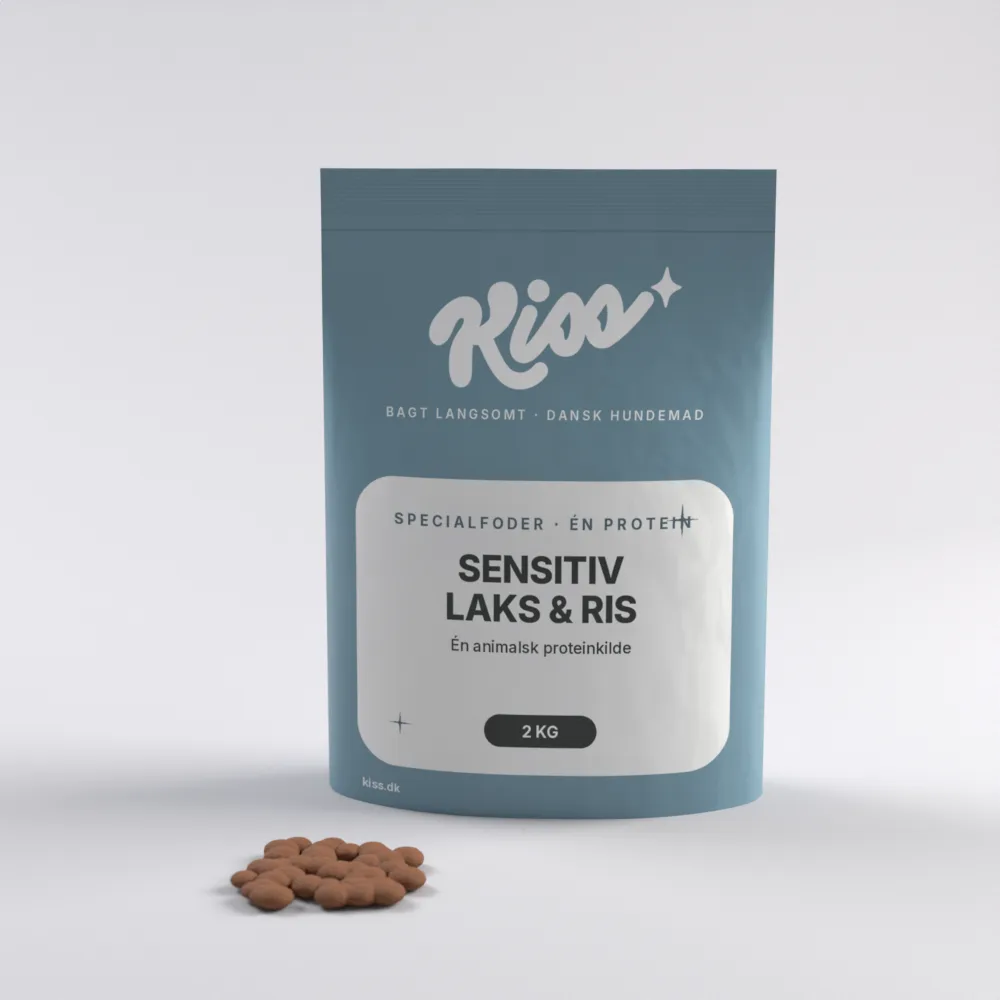 Sensitiv laks & ris fra Kiss, pose med 2 kg tørfoder